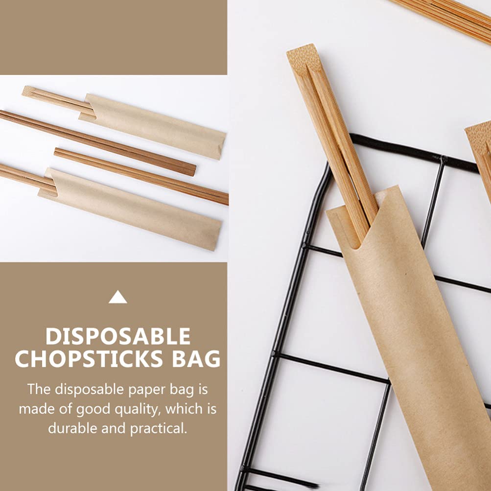 Cabilock 100Pcs Disposable Chopsticks Bags Paper Cutlery Holder for Kitchen Restaurant Spoon Chopsticks Flatware Holder Sleeve