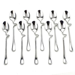 10pcs stainless steel honey milk coffee mixing spoons teaspoon with curved handle - 7 inch long