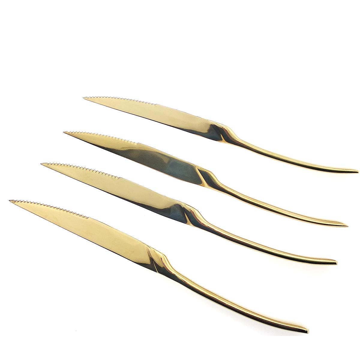 Uniturck Steak Knives 18/10 Heavy-Duty Stainless Steel Steak Knife Set of 6 for Chefs Commercial Kitchen - Great For BBQ Weddings - Dinners - Parties All Homes & Kitchens (Mirror Polished Gold)