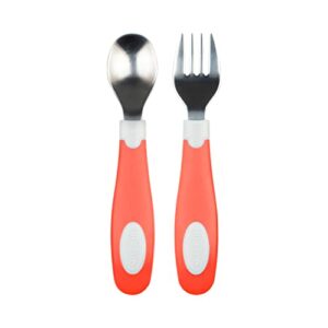 Dr. Brown’s Designed to Nourish Soft-Grip Spoon and Fork Set, Coral (Pack of 2)