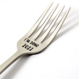 retirement gifts for women men friends coworker boss, i’m done fork engraved stainless steel, funny fork gift, retired gifts for birthday valentine christmas