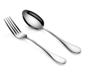 artaste 56426 rain 18/10 stainless steel table large serving spoons and forks set, of 6 in each, silver