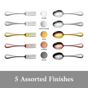 Artaste 56426 Rain 18/10 Stainless Steel Table LARGE SERVING Spoons and Forks Set, of 6 in Each, Silver