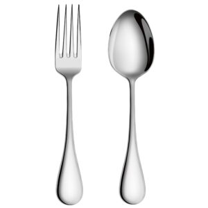 Artaste 56426 Rain 18/10 Stainless Steel Table LARGE SERVING Spoons and Forks Set, of 6 in Each, Silver