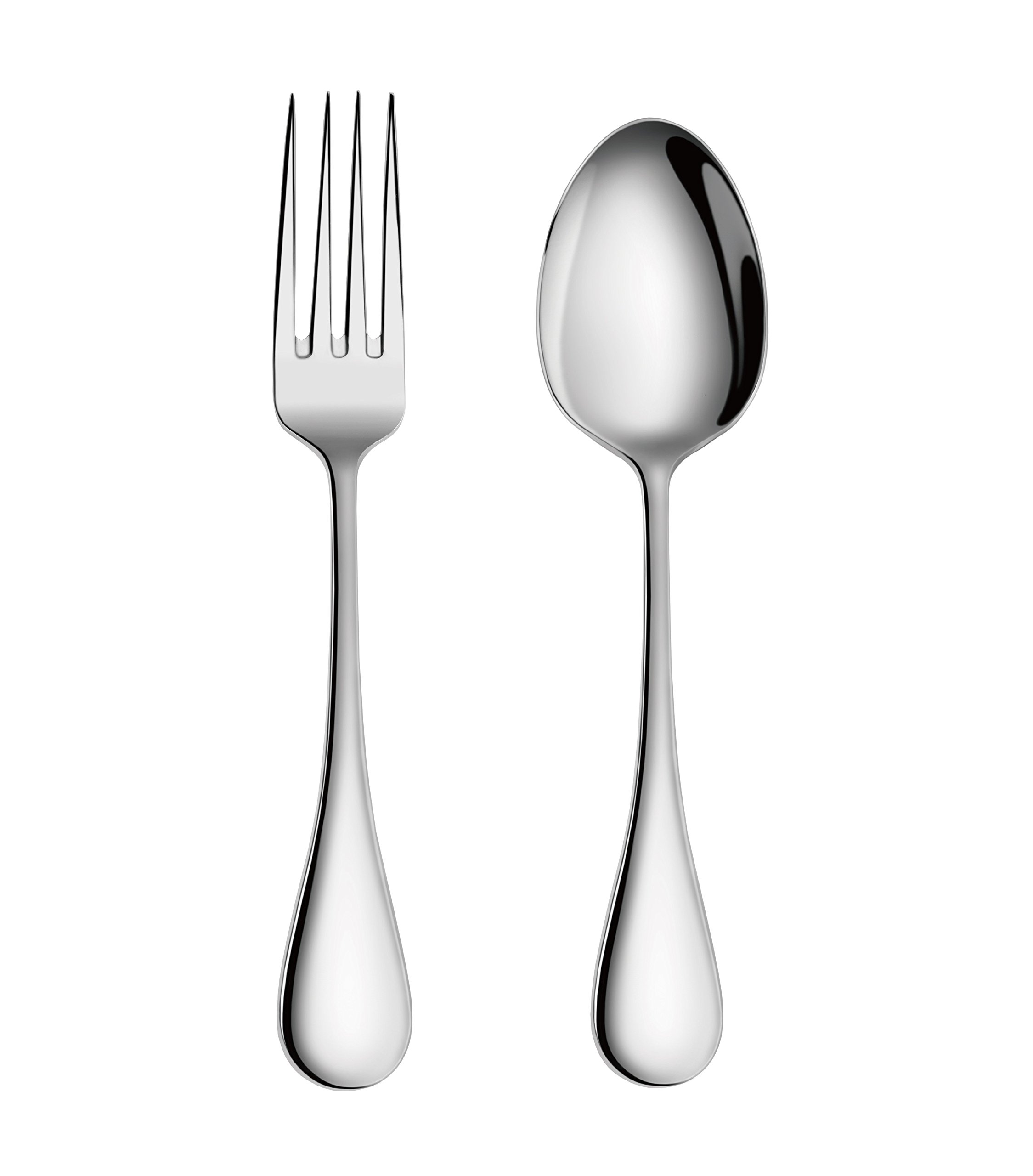 Artaste 56426 Rain 18/10 Stainless Steel Table LARGE SERVING Spoons and Forks Set, of 6 in Each, Silver