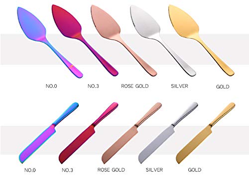 BISDA Wedding Cake Knife Server Set, 304 Stainless Steel Spatula Baking Tool Cake Shovel Butter Knives For Pie/Pizza/Cheese (Rose Gold)
