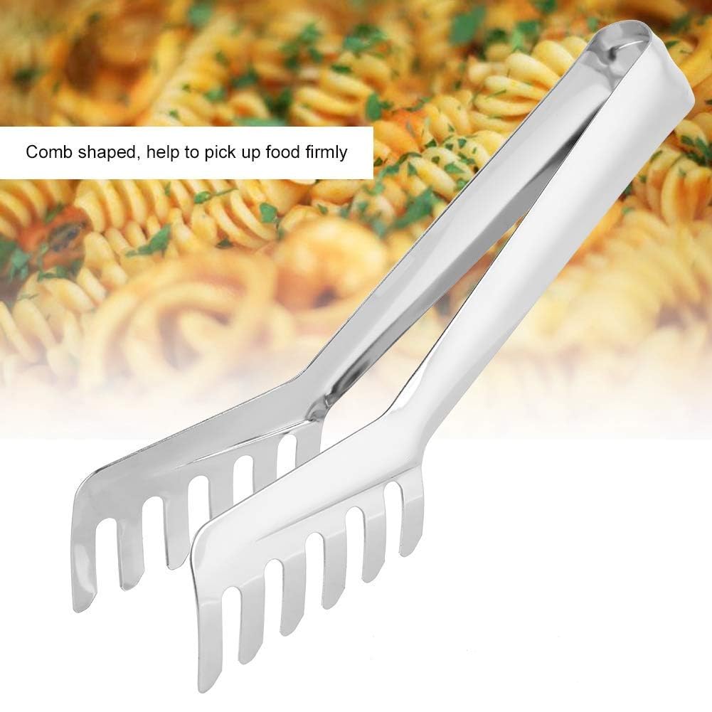 Spaghetti Tongs, 7.5in Pasta Server Utensil Stainless Steel Small Serving Tongs for Bread, Noodles, Pastries