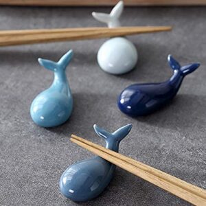 raynag 4 pack dolphin-shaped chopstick holders ceramic fork/spoon rest holder, kitchen dinning table decoration
