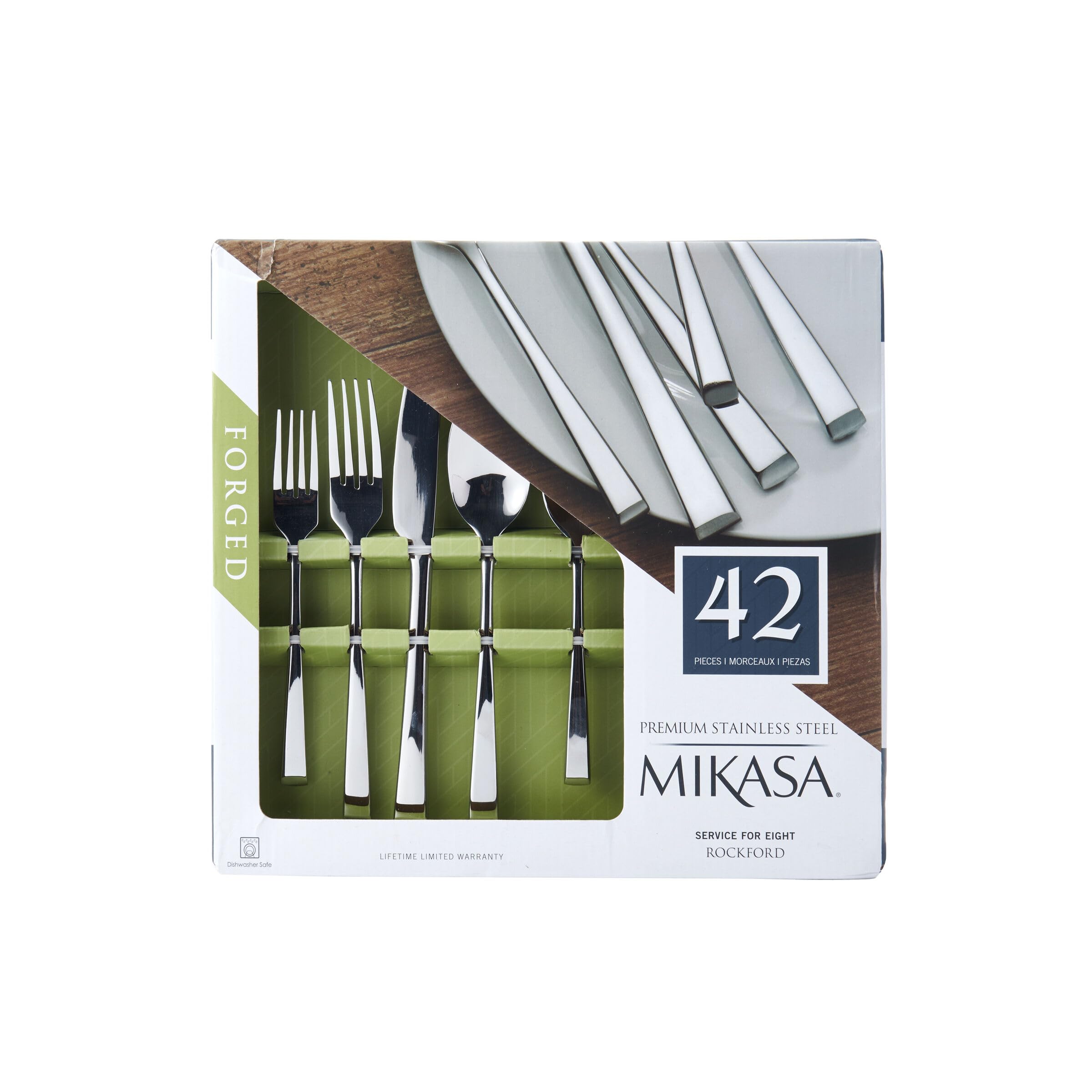 Mikasa Rockford Heavy-Weight Forged 18.0 Stainless Steel 42 Piece Cutlery Set, Service for 8