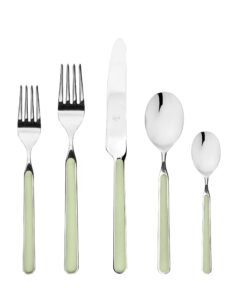 mepra 10s622005 fantasia sage 5-piece durable 18/10 stainless steel american style flatware cutlery set for fine dining, dishwasher safe, service for 1