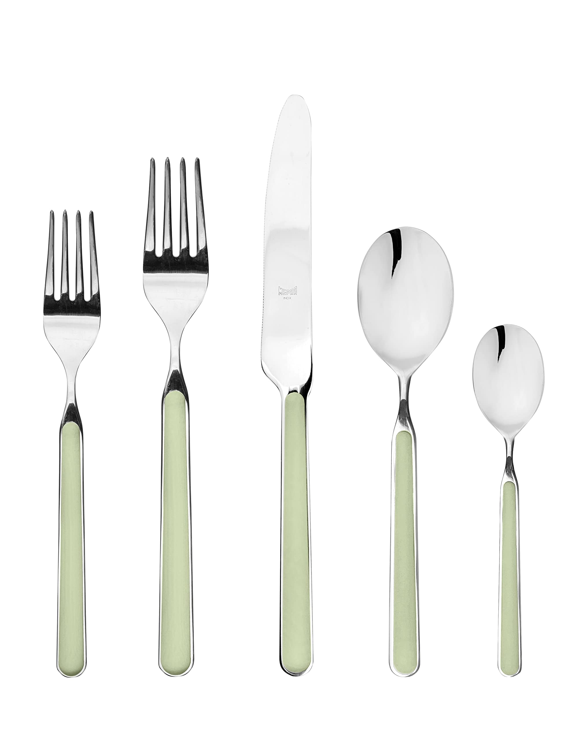 MEPRA 10S622005 Fantasia Sage 5-Piece Durable 18/10 Stainless Steel American Style Flatware Cutlery Set for Fine Dining, Dishwasher Safe, Service for 1