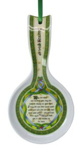new bone china spoon rest with irish blessing and celtic design, 22cm