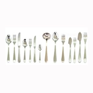 mepra 101022151 norma 151-piece durable 18/10 stainless steel european and american style flatware cutlery set for fine dining, dishwasher safe, service for 12