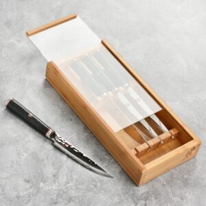 Miyabi Mizu SG2 4-piece Steak Knife Set with Bamboo Case