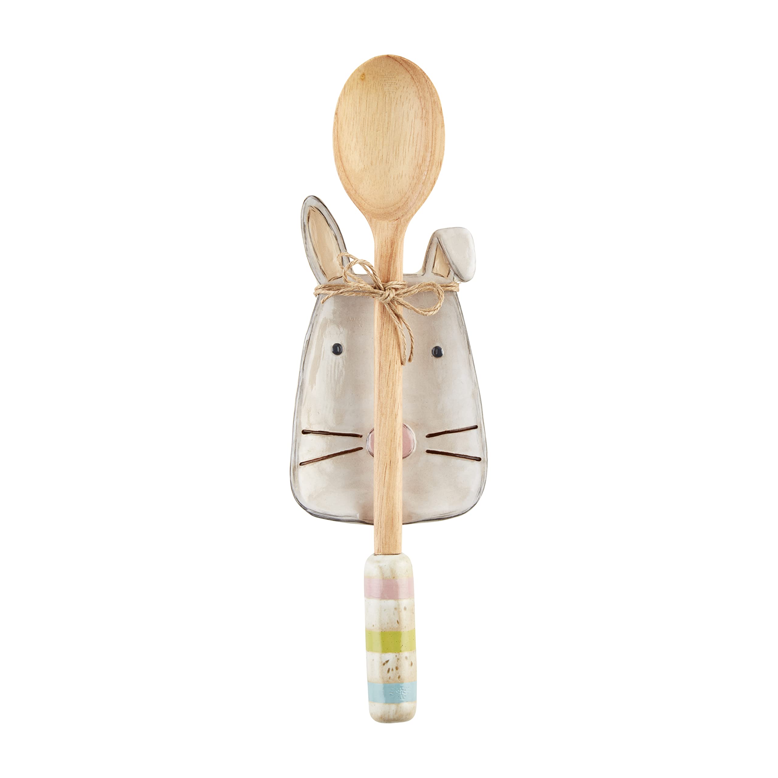 Mud Pie Bunny Spoon Rest Set, White, 8"