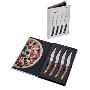 Legnoart Napoli 4-Piece Stainless Steel Pizza and Steak Knife Set with Stamina Light Wood Handle