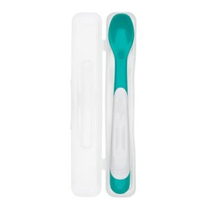 OXO Tot Plastic Feeding Spoons with Travel Case- Teal & Pink , 3 Piece Set