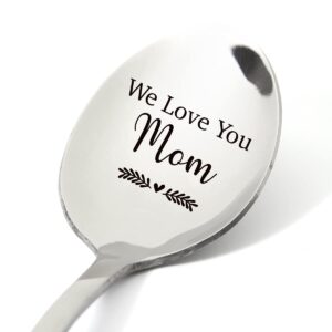 mom gifts from kids daughter son, funny we love you mom spoon engraved stainless steel, coffee tea dessert lover gifts for women, best birthday valentine mother's day christmas gift