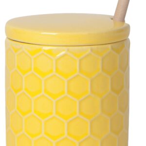 Now Designs Stone Honey Pot, Honeycomb - 3 x 4 in | 10 oz Capacity