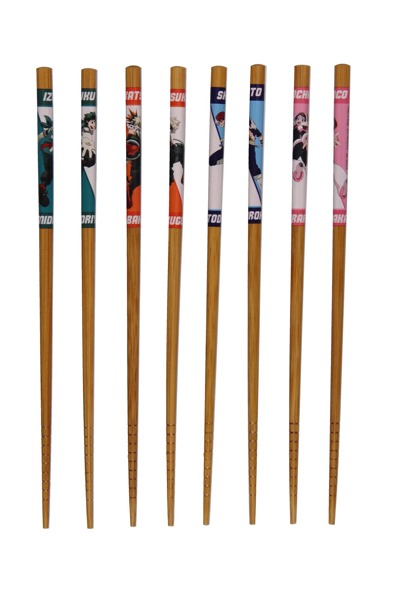 My Hero Academia Set Of 4 Collectible Anime Bamboo Chopsticks 8.85 Inches Long Gift Set