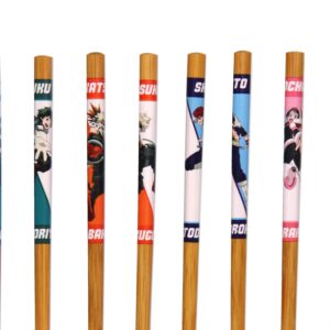 My Hero Academia Set Of 4 Collectible Anime Bamboo Chopsticks 8.85 Inches Long Gift Set