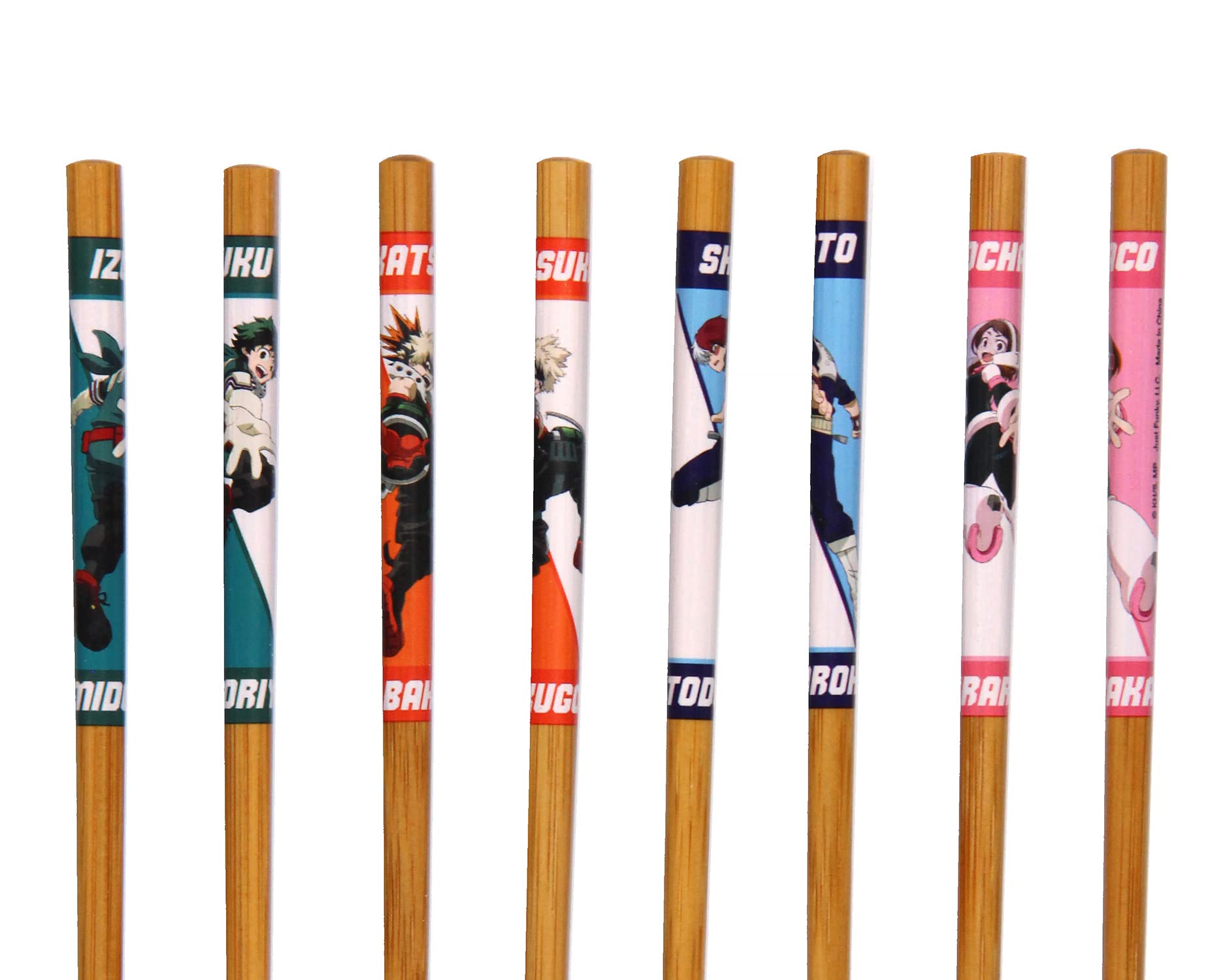 My Hero Academia Set Of 4 Collectible Anime Bamboo Chopsticks 8.85 Inches Long Gift Set