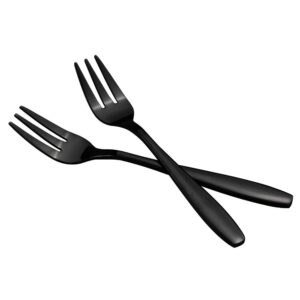 Wekioger Black Stainless Steel Tasting Appetizer Forks, 3 Tine Forks, 12 Piece