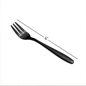 Wekioger Black Stainless Steel Tasting Appetizer Forks, 3 Tine Forks, 12 Piece