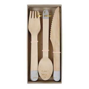 meri meri silver wooden cutlery set (pack of 24)