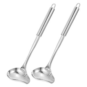 angoily 2pcs stainless steel sauce drizzle spoon mint sauce ladle sauce with spout for home kitchen restaurant silver