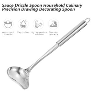 Angoily 2pcs Stainless Steel Sauce Drizzle Spoon Mint Sauce Ladle Sauce with Spout for Home Kitchen Restaurant Silver