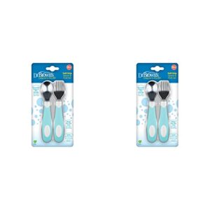 dr. brown’s designed to nourish soft-grip spoon and fork set, teal (pack of 2)