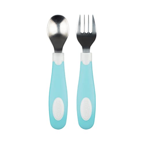 Dr. Brown’s Designed to Nourish Soft-Grip Spoon and Fork Set, Teal (Pack of 2)