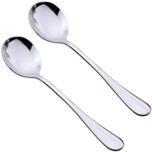 goeielewe 2-pack soup serving spoon 7.7-inch stainless steel table spoon for buffet, dinner, restaurants, kitchen (soup spoon)