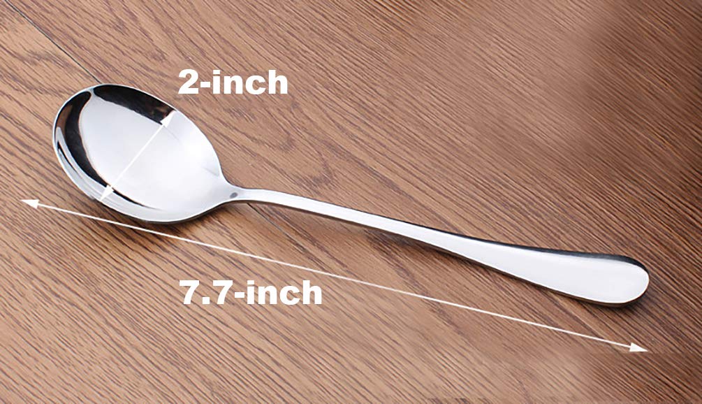 Goeielewe 2-Pack Soup Serving Spoon 7.7-inch Stainless Steel Table Spoon for Buffet, Dinner, Restaurants, Kitchen (Soup Spoon)