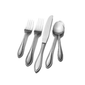 pfaltzgraff american bead 61-piece stainless steel flatware set with serving utensil set, steak knives and iced tea spoons, service for 8