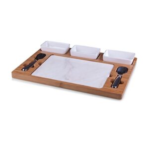toscana - a picnic time brand parlor ice cream mixing set, ice cream mixing kit with marble ice cream slab and mixing spades, (bamboo & marble)