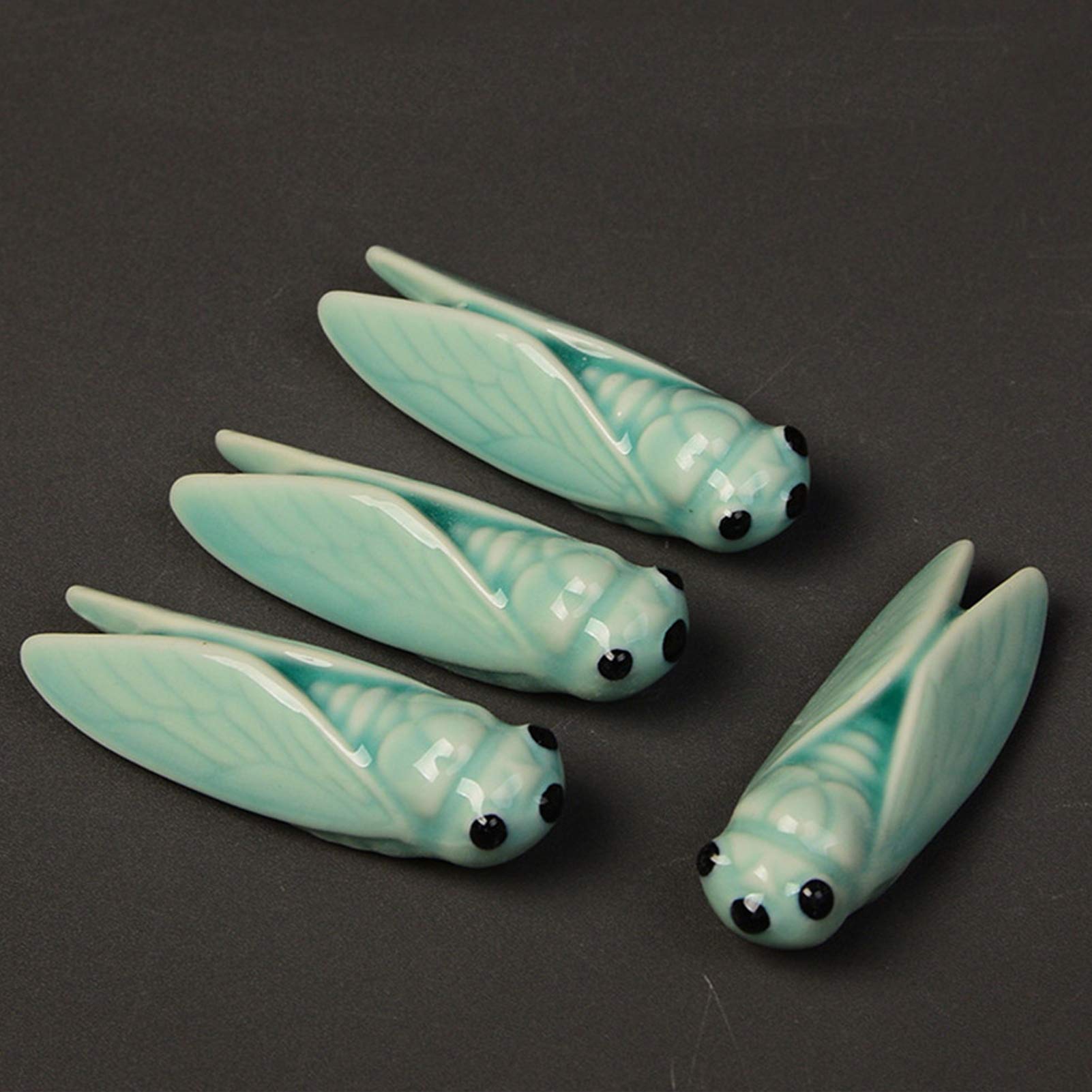 EORTA 4 Pcs Chopstick Rests Cute Ceramic Cicada Shaped Knife Rests Chopsticks Holder for Home Decor, Dinner, Restaurant, Gift, Crafts, 7.5 cm