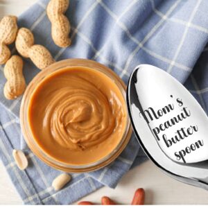 Moms Peanut Butter Spoon | Engraved Spoon Gift | Gift For Peanut Butter Loving Mom | Birthday Anniversary Christmas Gift | Christmas Stocking Stuffer | Engraved 7 Inches Stainless Steel Spoon