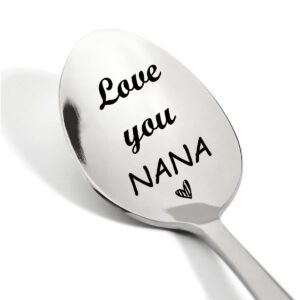 love you nana engraved spoon, gift for grandma tea ice cream dessert coffee spoon stainless steel teaspoon gifts for mother's day birthday christmas