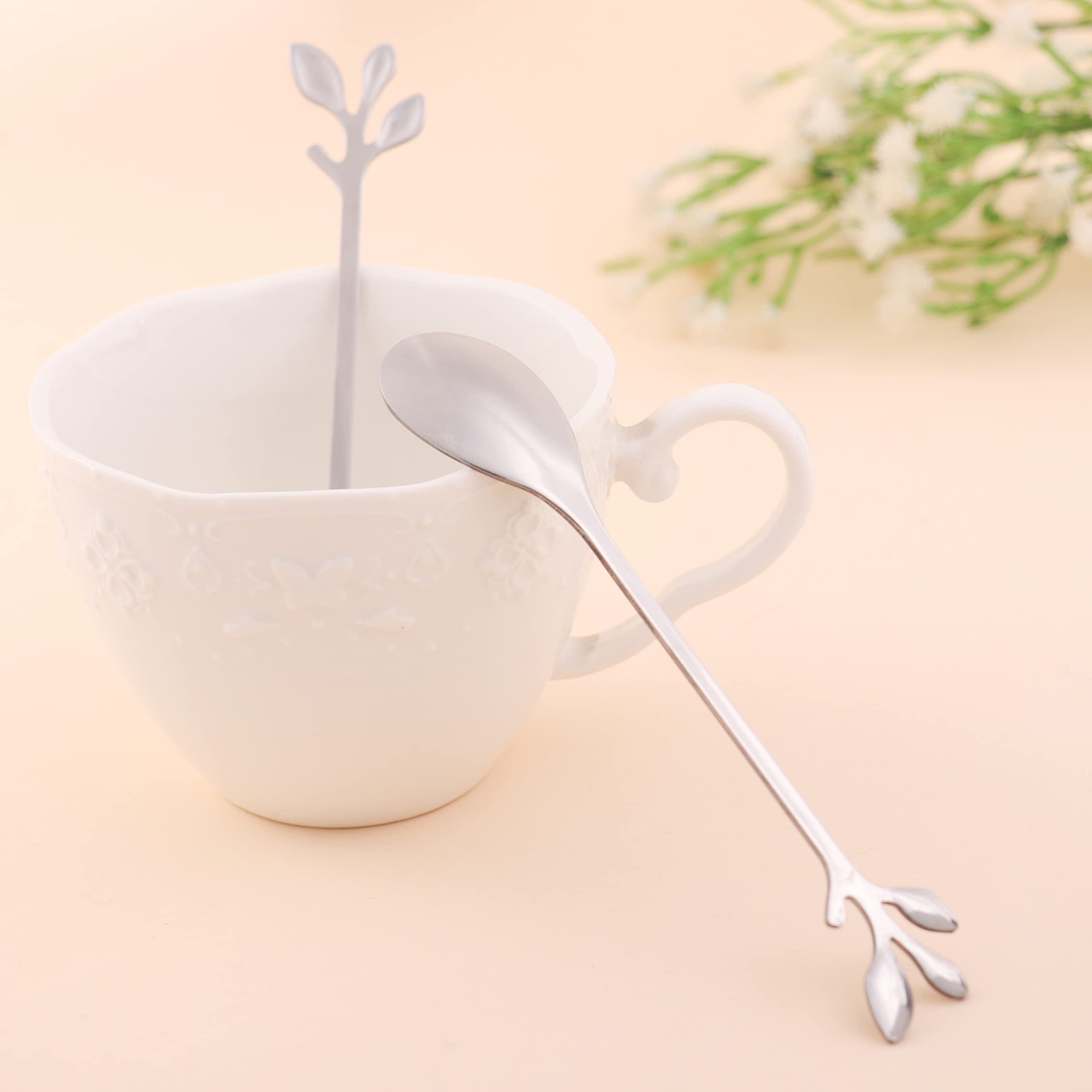 Set of 24 Coffee Drinking Spoon Teaspoon Set Wedding Favors Gifts,Coffee Spoon Wedding Gifts for Guests Bridal Shower Souvenirs Party Supplies Baby Shower Party Giveaways (Silver, 24)