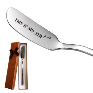 lruiomve this is my jam stainless steel engraved butter and jam knife, butter spreader for toast and bread, breakfast spreads, cheese and jam gift for jam lovers