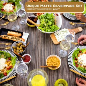 Matte Gold Silverware Set - viishow 20-Piece Stainless Steel Flatware Set for 4, Matte Gold Tableware Modern Satin Finished Kitchen Cutlery Set Eating Utensils Set, Dishwasher Safe