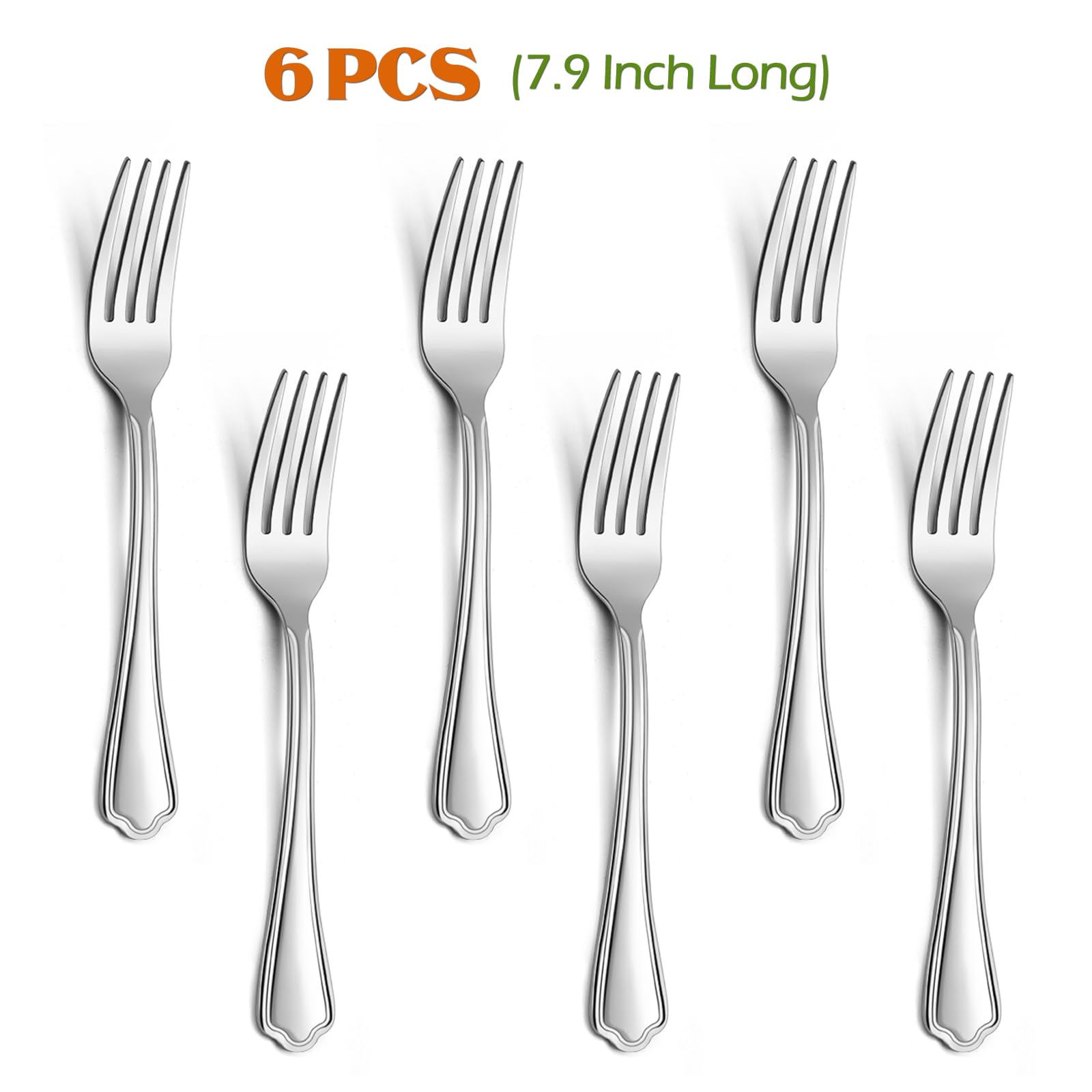 Dinner Forks Set of 12, E-far 7.9 Inch Stainless Steel Forks for Home, Kitchen or Restaurant, Non-toxic & Mirror Polished, Scalloped Edge & Dishwasher Safe