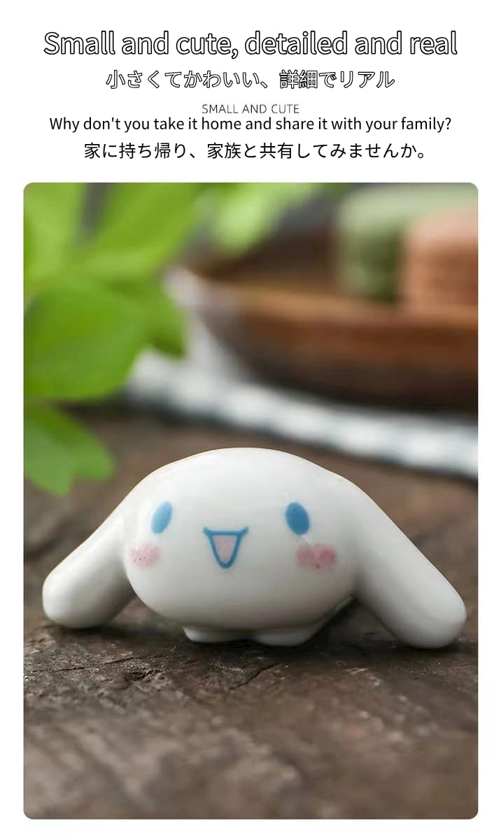 STJDM APULM Long-eared rabbit expression ceramic chopstick rest super cute pictogram 4 chopstick rest suitable for home, study, dining table, bistro.