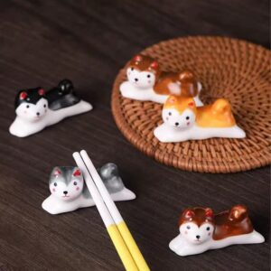 STJDM APULM Shiba dog chopstick holder Creative ceramic ornament chopstick holder chopstick holder cute fashion desktop decoration chopstick holder kitchen supplies restaurant bistro 5 pieces (A-5)