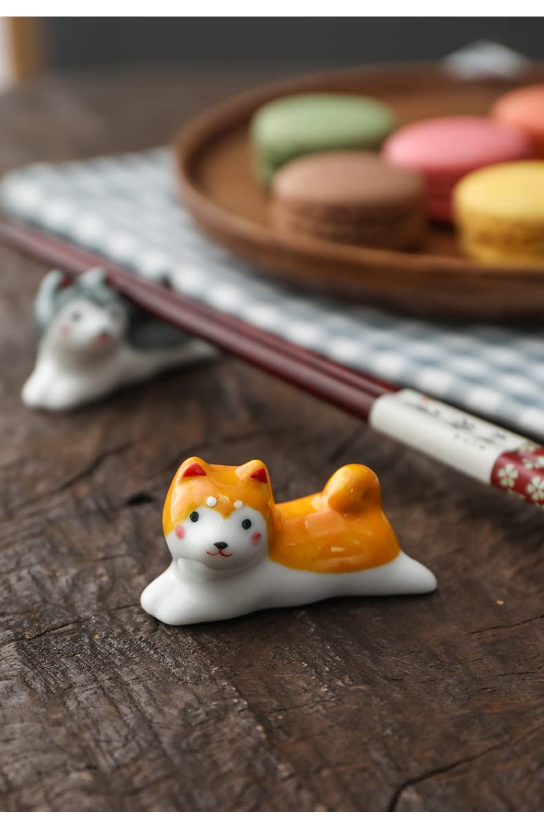 STJDM APULM Shiba dog chopstick holder Creative ceramic ornament chopstick holder chopstick holder cute fashion desktop decoration chopstick holder kitchen supplies restaurant bistro 5 pieces (A-5)