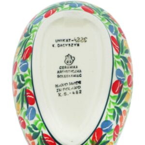 Polish Pottery 4¾-inch Spoon Rest made by Ceramika Artystyczna (Tulip Cascade Theme) Signature UNIKAT + Certificate of Authenticity