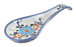 blue rose polish pottery kristi large spoon rest