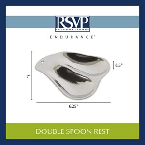 RSVP Stainless Steel Double Spoon Rest. 7"